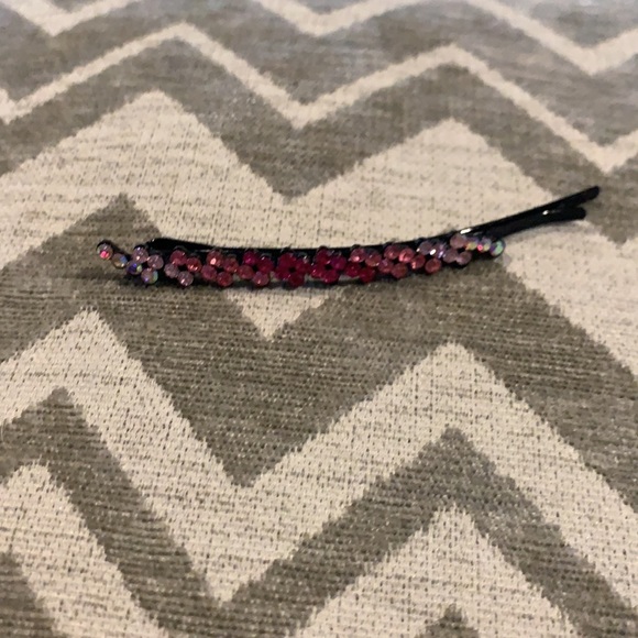 Pink Rhinestone Earrings and Bobby Pins - Picture 2 of 3